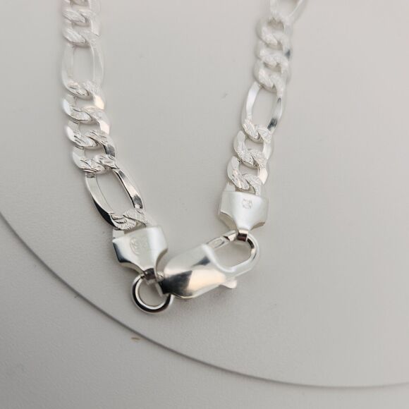 925 sterling silver figaro chain necklace 24" A+ - Picture 5 of 7